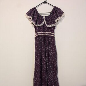 Vintage original purple floral Gunne Sax boho maxi dress